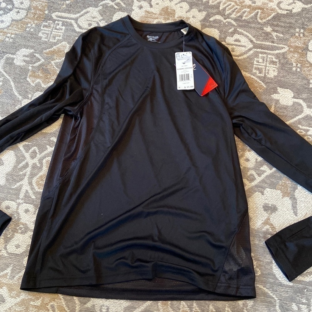 Reebok black long sleeve running tshirt nwt